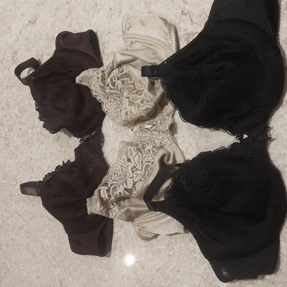Elegant Lace Women's Bra Set - Black, Soft Sage Green, Brown 34C